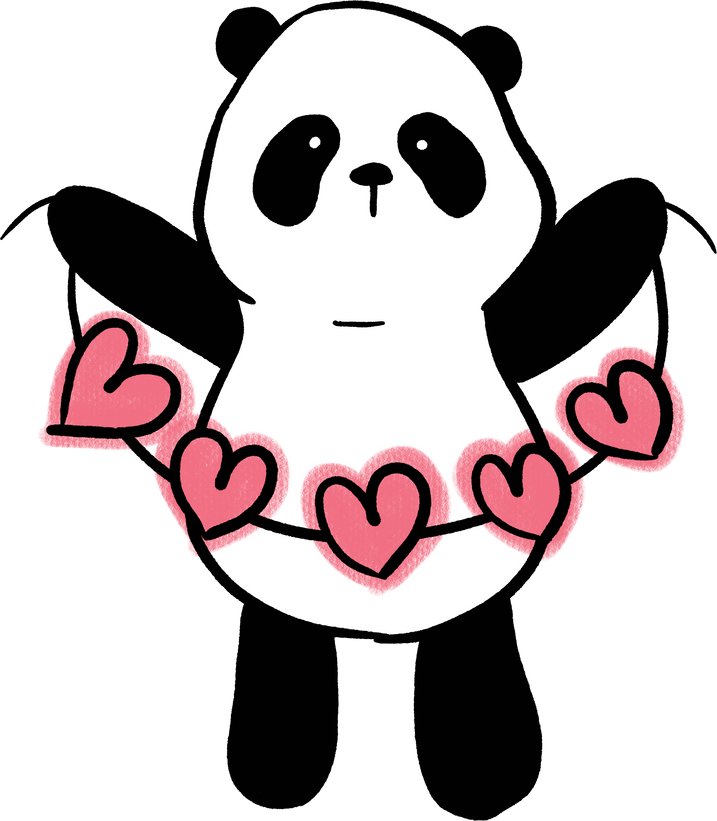 Panda with Hearts